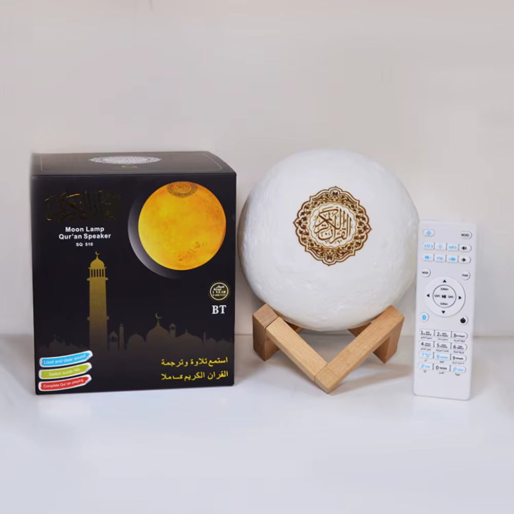 Wireless Quran Bluetooth Speakers Colorful Remote Control Small Moonlight LED Night Light Moon Lamp Quran Muslim Speaker